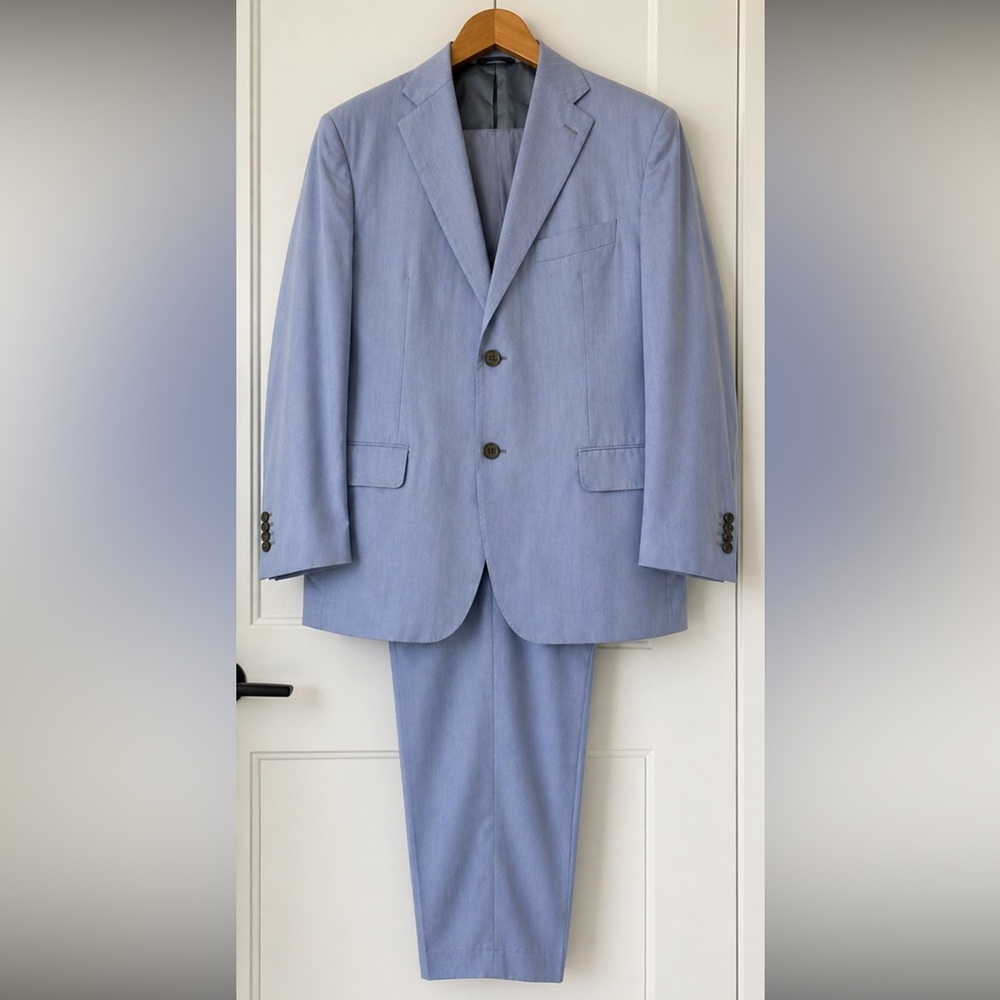 Kiton Light Blue Summer Suit in Cotone/Lana/Seta Blend
